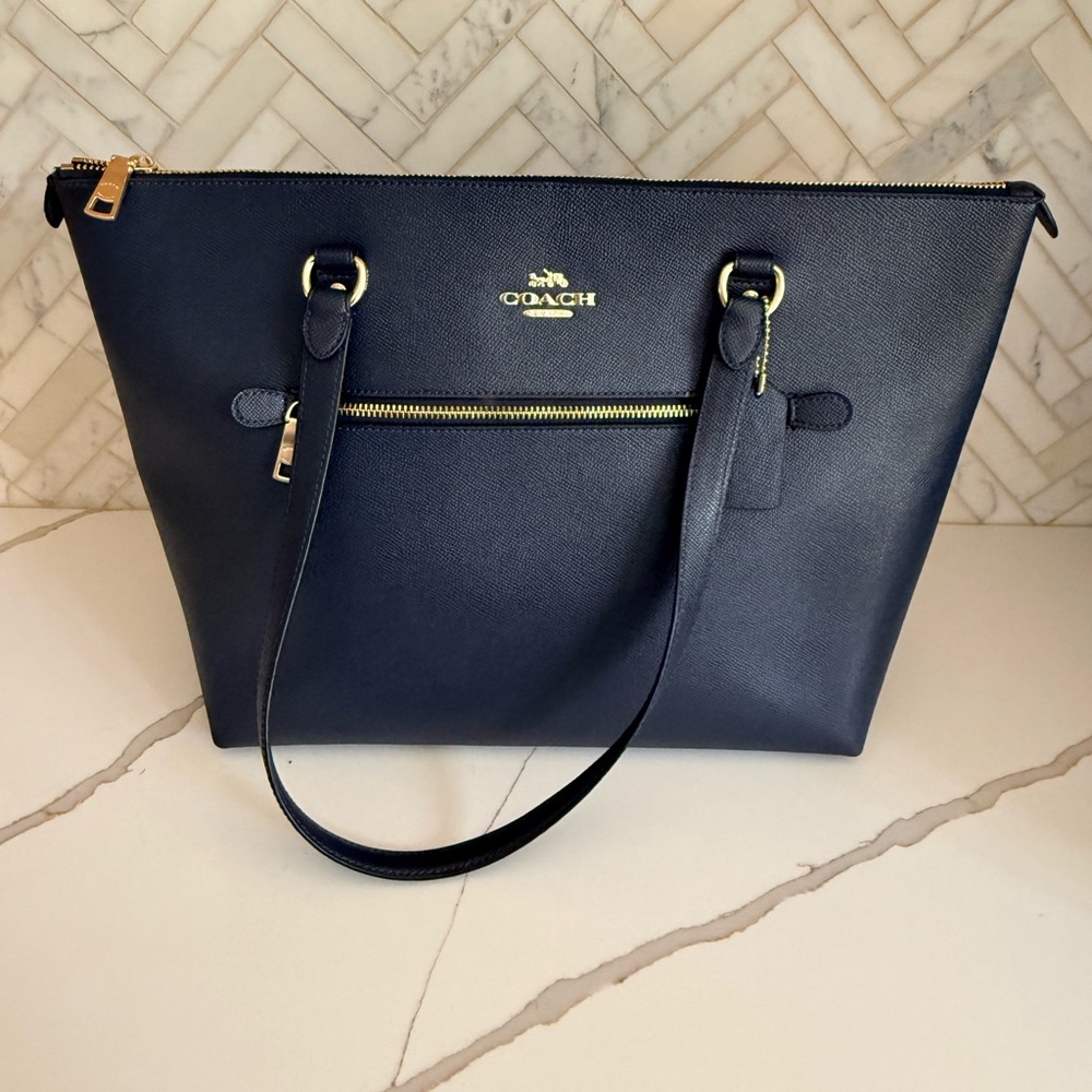 NWT Coach Midnight Blue Leather Tote